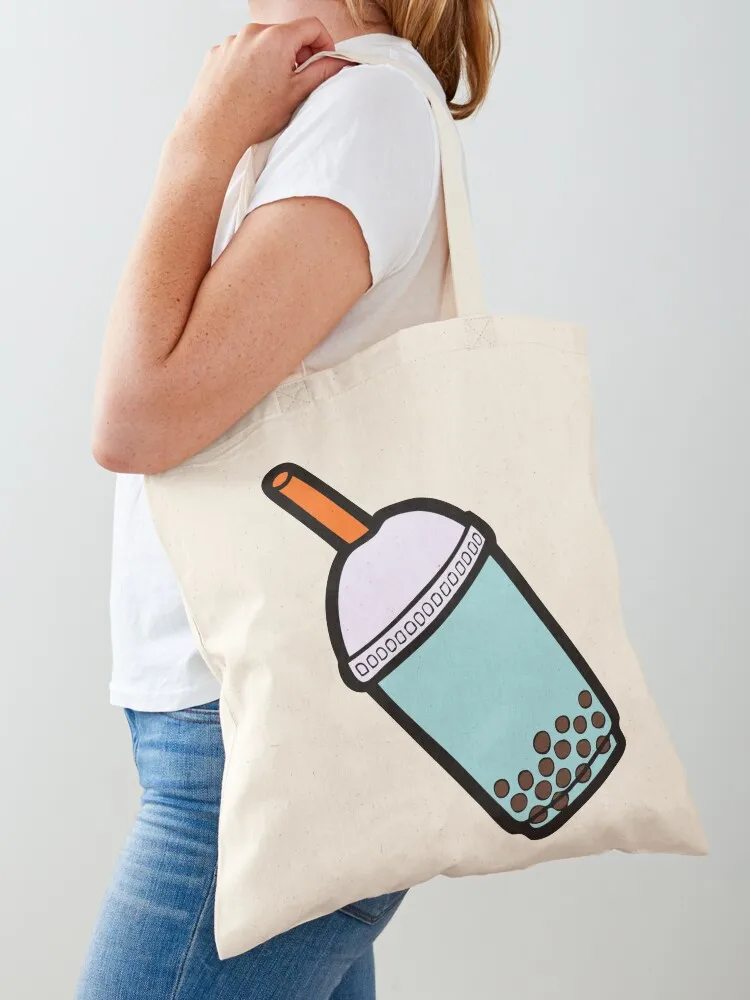 Bubble Tea Pattern Tote Bag tote bags aesthetic Shopper shopping bags foldable Canvas bag Canvas Tote Bag