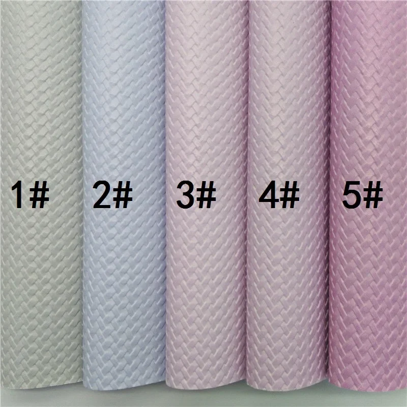 Weave Embossed Synthetic Leather Pastel Colors Solid Faux Leather Sheets for DIY Bows Bags 21x29cm MB478