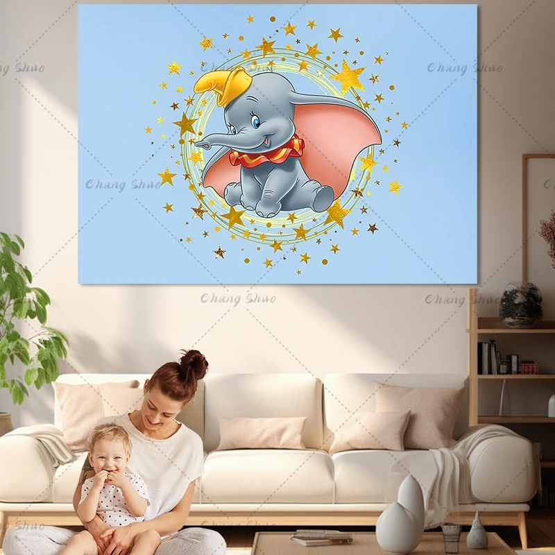 Disney Baby Dumbo Backdrop Kids Birthday Decoration Background Circus Carnival Stage Vinyl Polyester Photography Decor Props