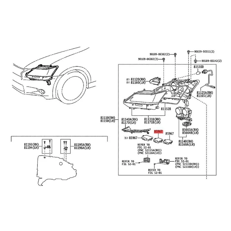 سيارة العلوي الكمبيوتر ضوء التحكم ECU وحدة 85967-30070 لتويوتا لكزس GX460 GS350 Gs450h 2013-2020 35500-79964-T45C