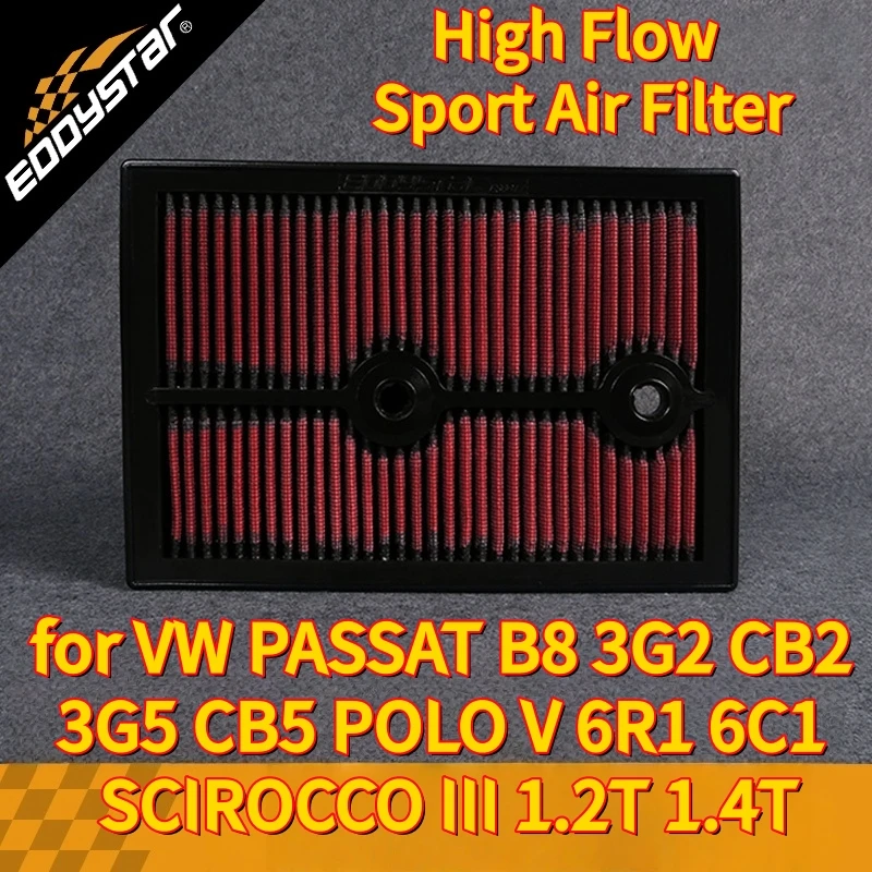 

Спортивный воздушный фильтр с высоким расходом для VW PASSAT B8 3G2 CB2 3G5 CB5 POLO V 6R1 6C1 SCIROCCO III 1.2T 1.4T Моющиеся гоночные впускные фильтры