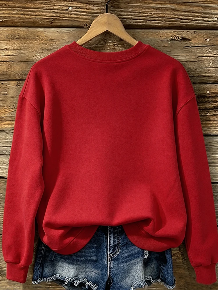 Red Women's Crewneck Sweatshirt, Blessed Beyond Gradient Letter Print, Casual Daily Sweatshirt, Fall Holiday Outfit, Autumn Winter Trendy Sweatshirt, Plus Size Available, Ships from Local Warehouse.