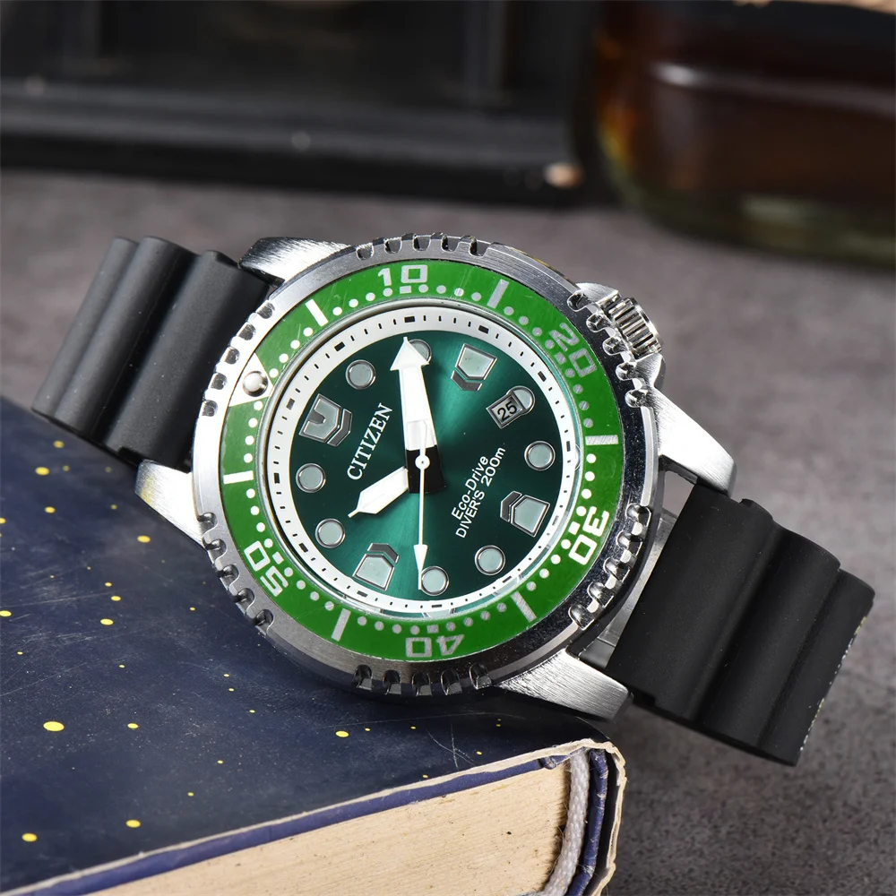 Citizen Eco-Driv سلسلة أزياء سيليكون حزام ساعات كوارتز للرجال هدية عيد الحب Montre ommes Relogio Reloj سوار