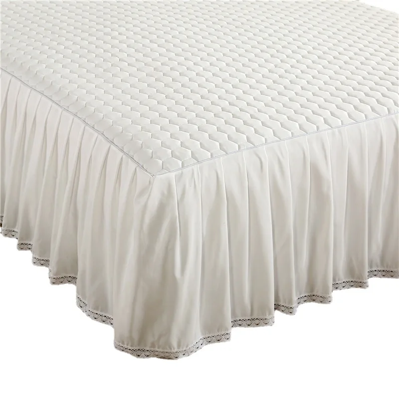 Solid-color slip-proof bed hat mattress protector plus cotton bedspread with cotton single sheet single double white