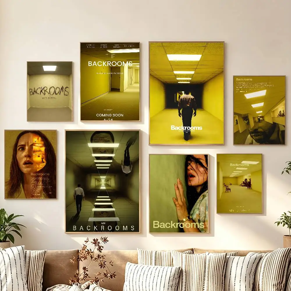 Poster autocollant Backrooms Creepy Liminal Space, impression d'art mural imperméable pour salon, chambre à coucher, décoration de la maison, 1 pièce