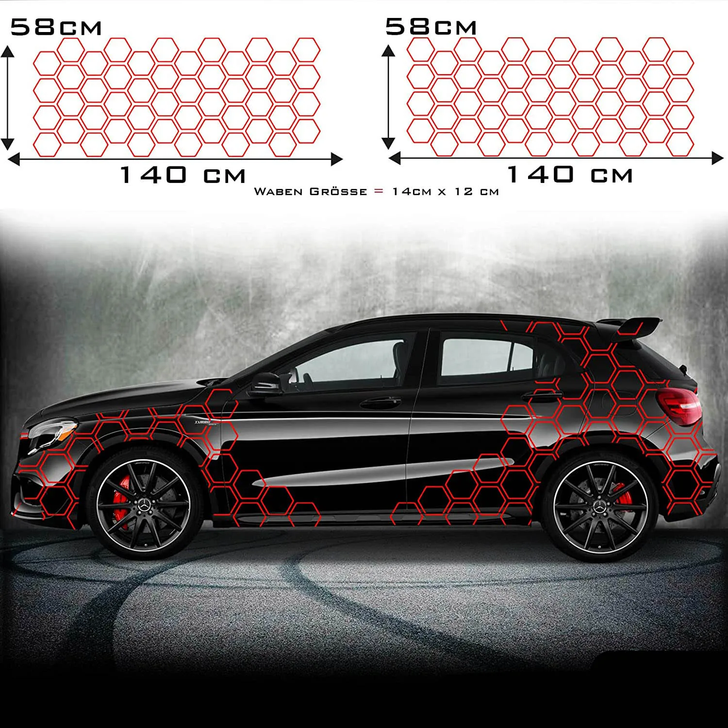 Aufkleber Auto Seitenaufkleber Waben Rauten Hexa Style Matrix Camo Style Sticker S12