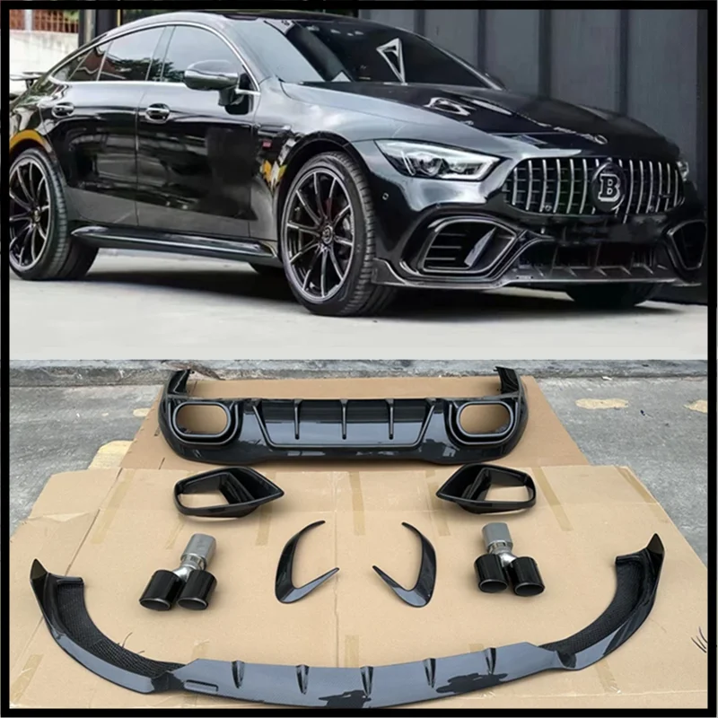 Real Dry Carbon Front Lip Rear Diffuser Bumper Body Side Skirt Kit Spoiler For Mercedes Benz AMG GT63 GT63S 4-Door 2019-2023