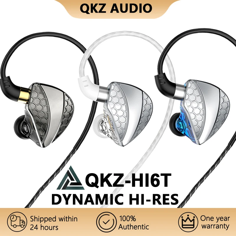 New QKZ-Hi6T Hi-Res Dynamic Wired Headphone 3.5mm in-Ear Monitoring Earphone Sports Earbuds Audiophile Music Headset With Mic