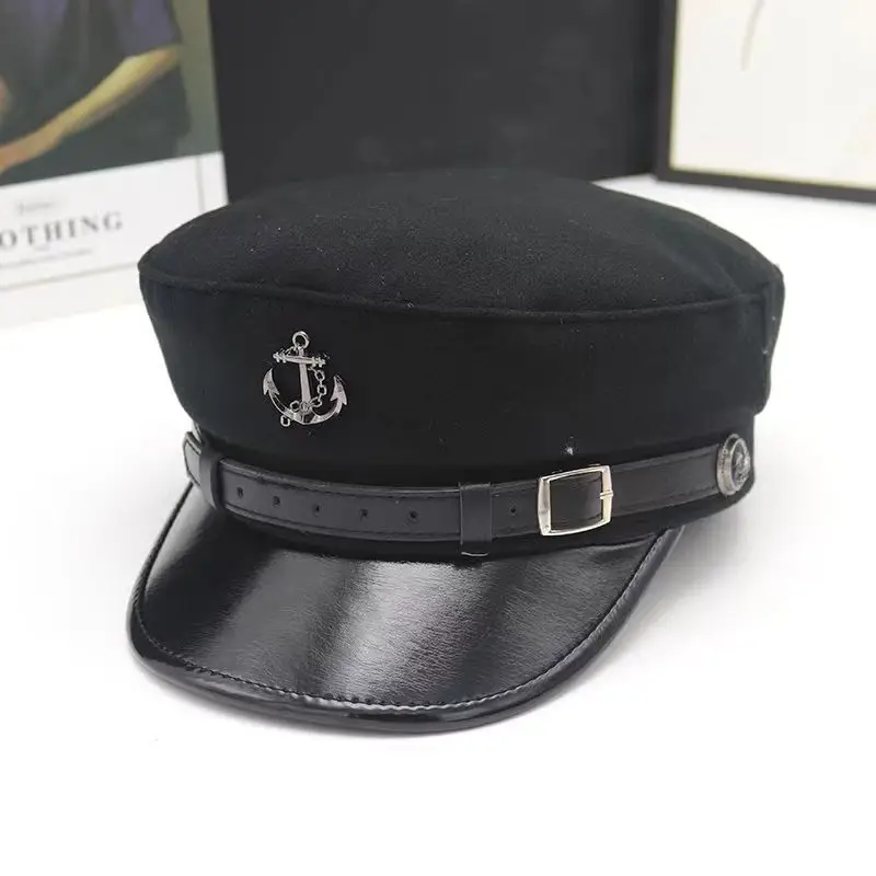 الكورية الصوف قبعة المرأة الخريف الشتاء الرجعية Ins نمط موزع الصحف قبعة جلدية الرسام قبعة ملابس عصرية