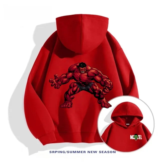 Marvel Red Hulk Kids No Pocket Hoodie Marvel Hero Sweatshirt-image