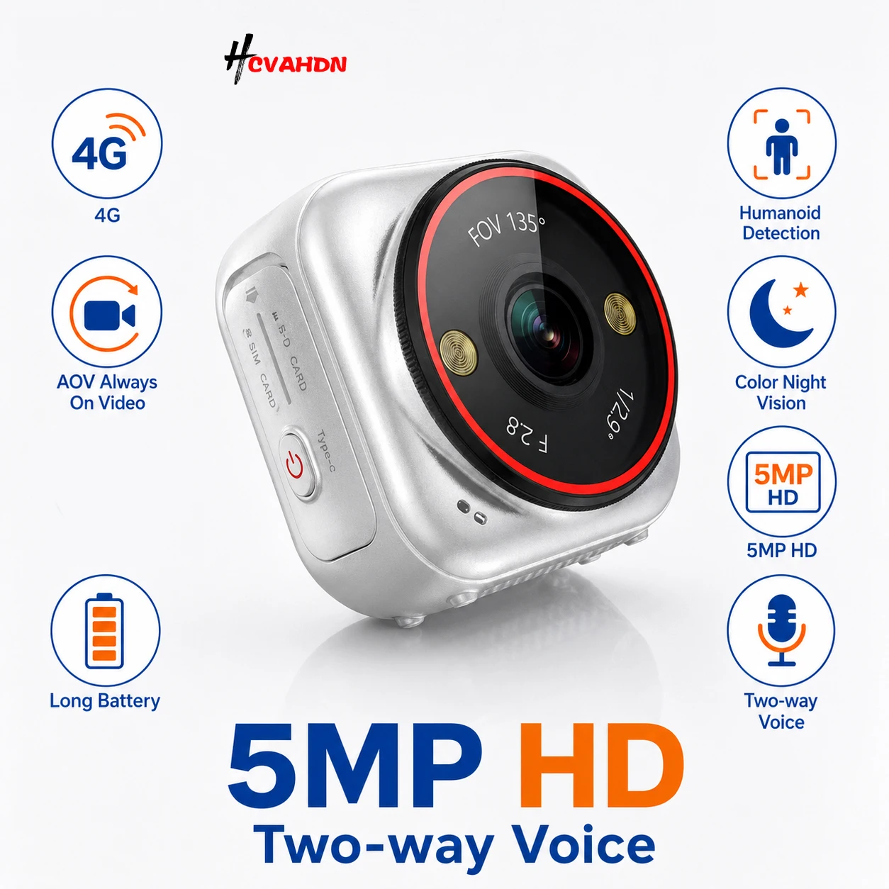 5MP Mini AOV 4G Camera with Magnetic Pocket Design Color night vision Human Detection 7/24 Hours Recording for Pets Outdoor Home