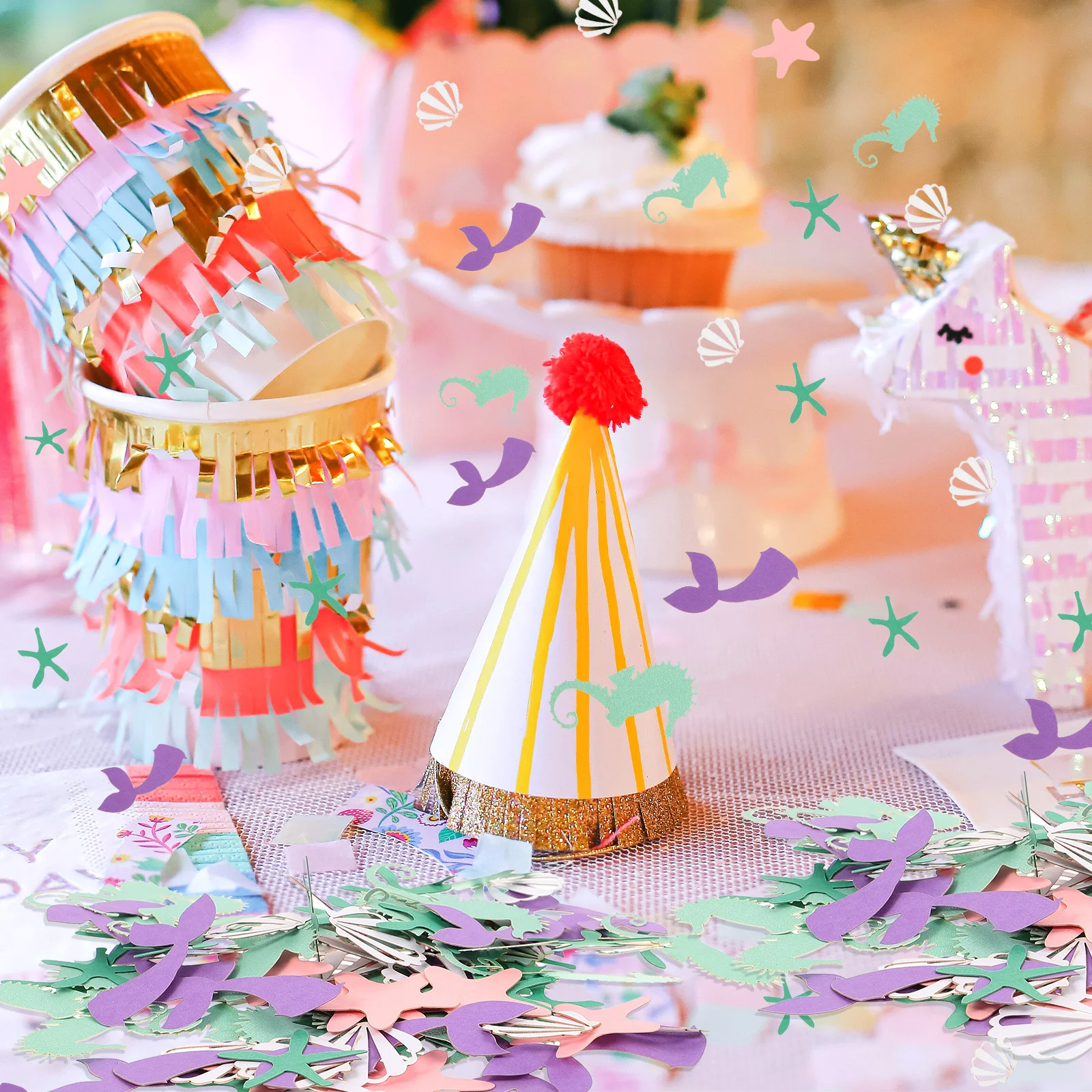 

100 Pcs Mermaid Confetti Ocean World Colorful Birthday Decorations Party Favor Paper