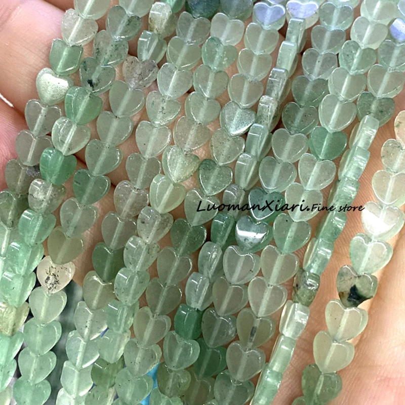 6MM Love Heart Shape Natural Stone Green Aventurine Loose Spacer Beads for Jewelry Making Diy Bracelets Charms Accessories