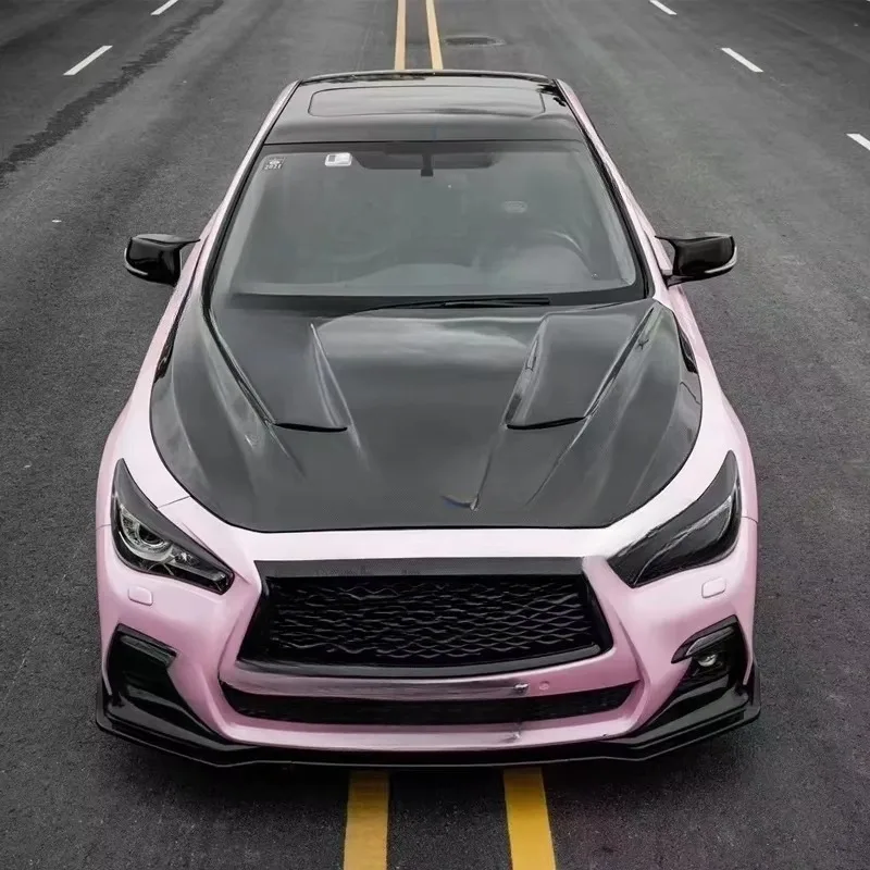 الجملة المخصصة قطع غيار السيارات والاكسسوارات MBJ نمط العسل ألياف الكربون هود ل Q50 Q50L 2015-2020