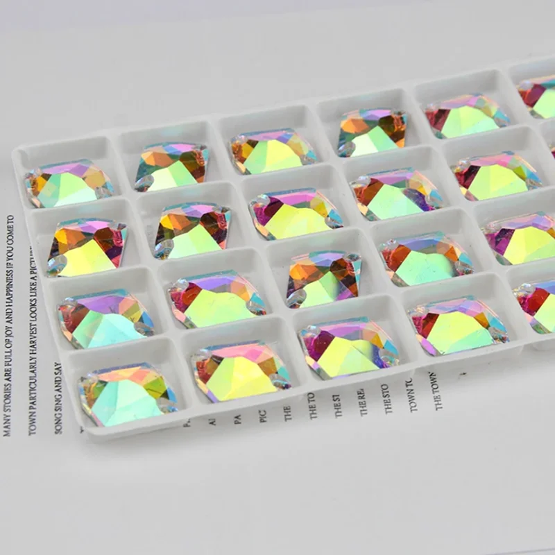 Sew On Crystal AB Rhinestone Drop Leaf Navette Cosmic Oval Rivoli S Shape Flatback GlassStrass Sewing Stone
