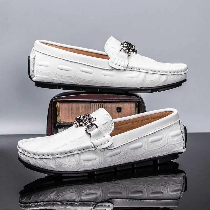 crocodile casual shoes for man loafers daily designer shoes Barber brand leather shoes for man mocassins black blue white