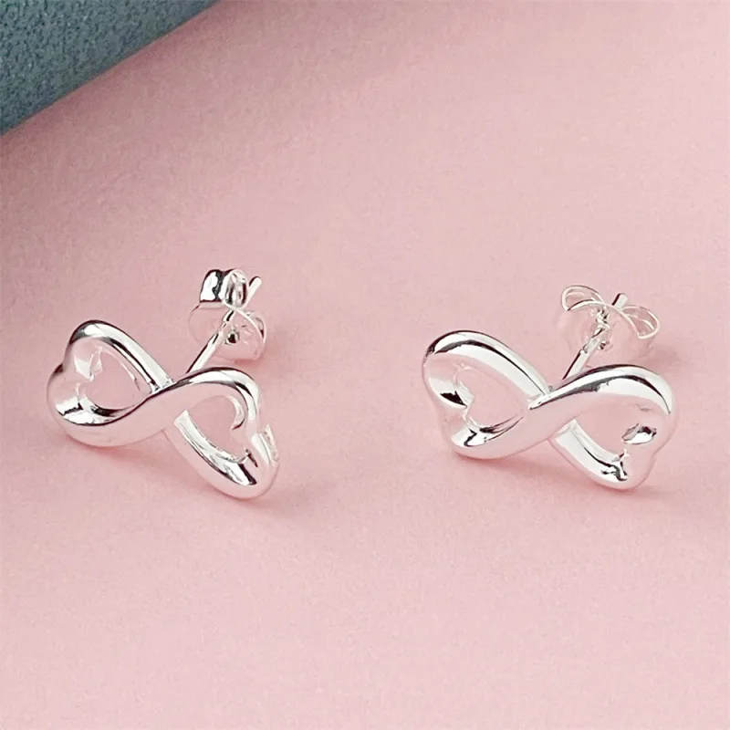 

925 Sterling Silver Heart Shaped Earrings for Women Simple Fashion Earrings Birthday Anniversary Wedding Jewelry Gift