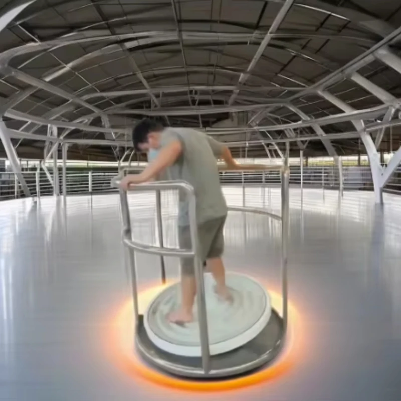 The manufacturer's new foot balance maze is used as a prop for popular science exhibits and activities