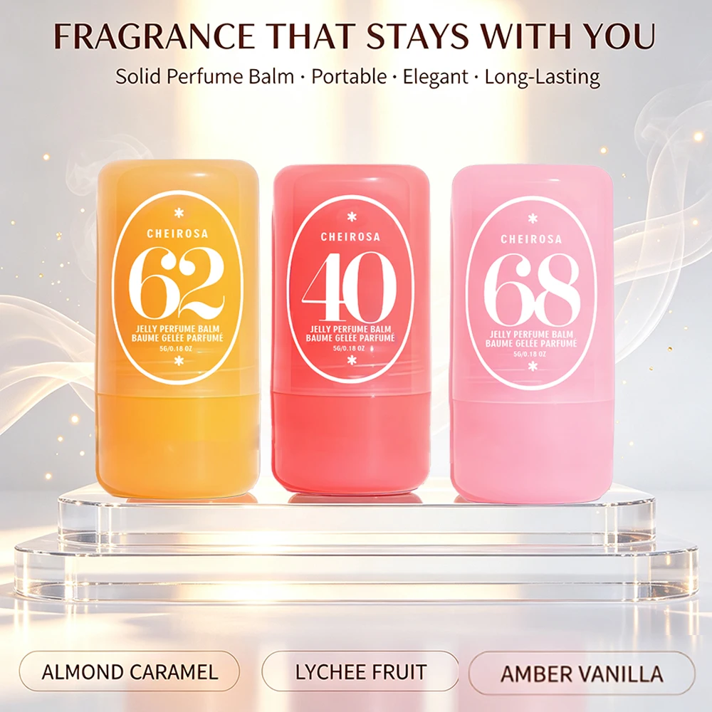 Solid Perfume Balm Lychee Vanilla Caramel 3 Scents Travel Portable Pocket Natural Long-Lasting Fragrance Gift Set