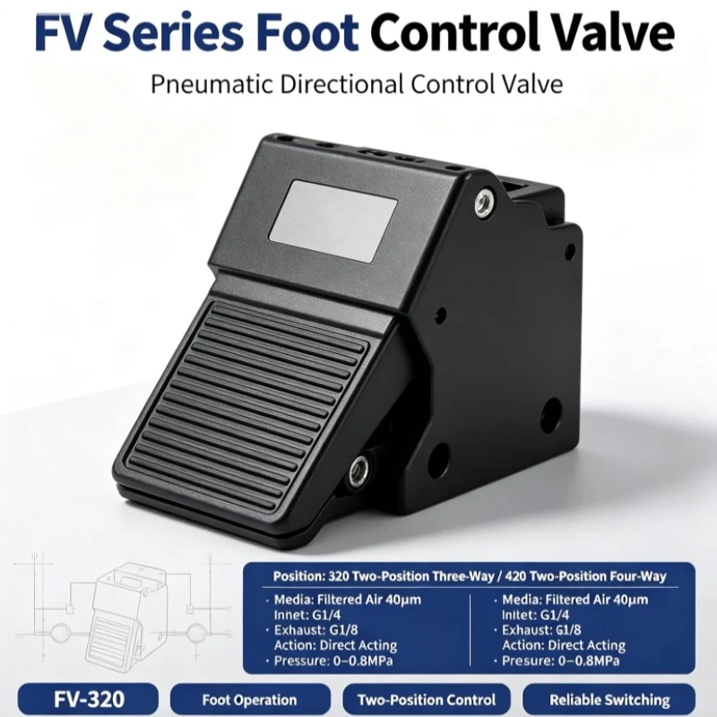 Fv Series Foot Pedal Valve 3-Way/4-Way 2-Position Pneumatic Air Foot Switch G1/4
