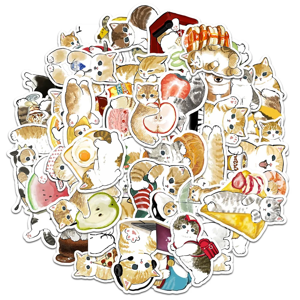 

10/50PCS Cute Kitten Stickers Kawaii Cat Cartoon Sticker Hand Painted Graffiit Animal DIY Kids Toys Laptop Guitar Car Bike Decal