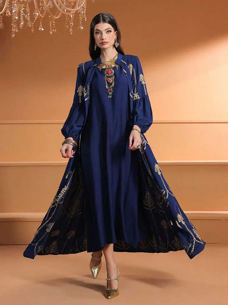 

Женское открытое кимоно, платье Абая, кафтан, Дубай, Турция, мусульманский комплект из 2 предметов, вечерний исламский халат, марокканская женская одежда, кафтан, арабский