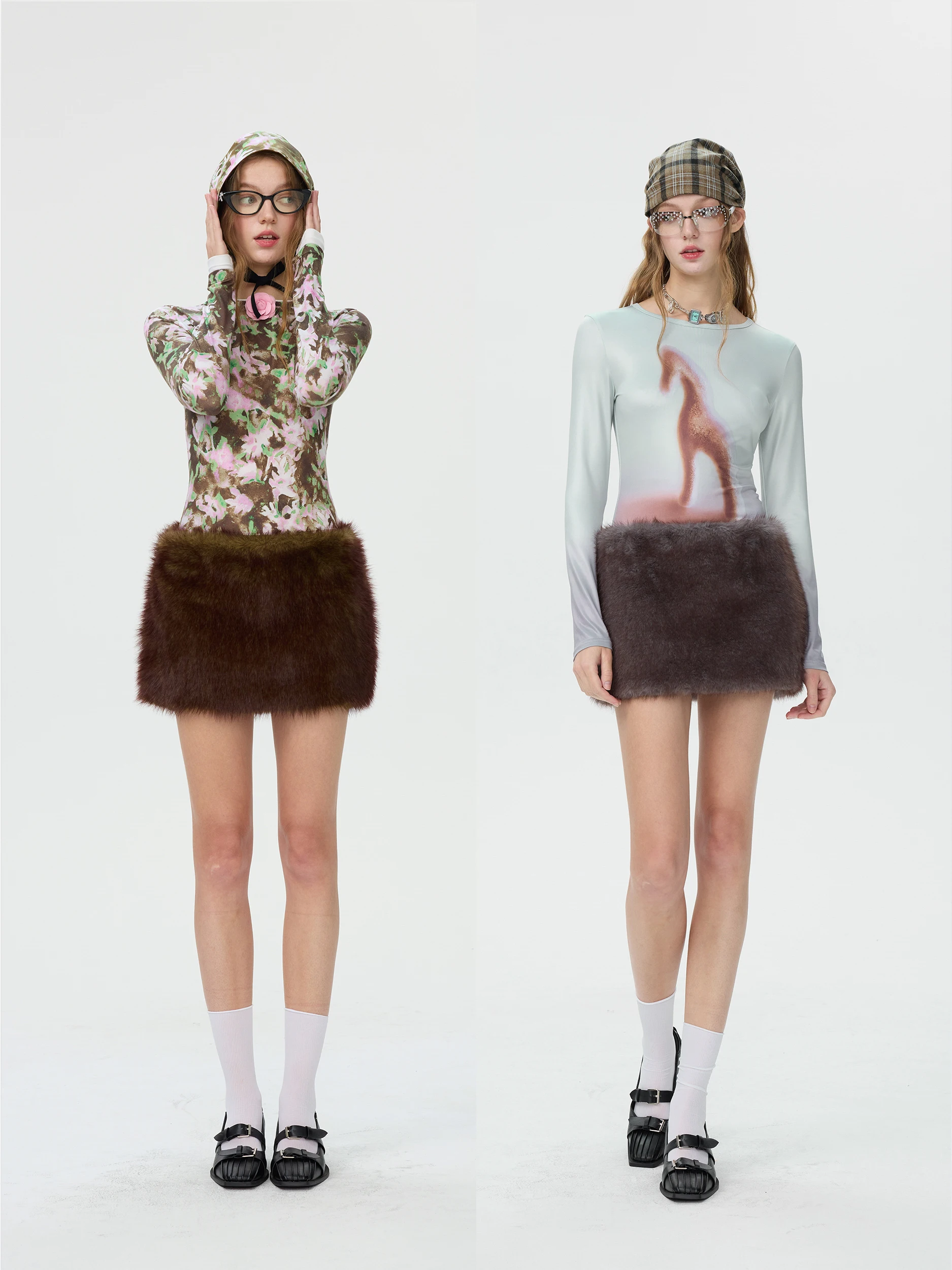 

Eco-Friendly Low-Waist Skirt Faux Fur Original Design Autumn Winter New Sle Women's Pants Skirt Polyester Fiber