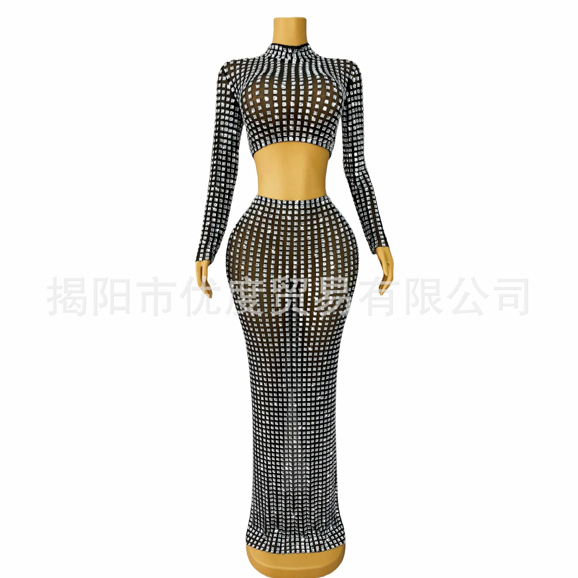 

Черный высококачественный яркий комплект из двух предметов со стразами на талии, коктейльная вечеринка, день рождения, красная ковровая дорожка, вечерние платья Square World Vestidos