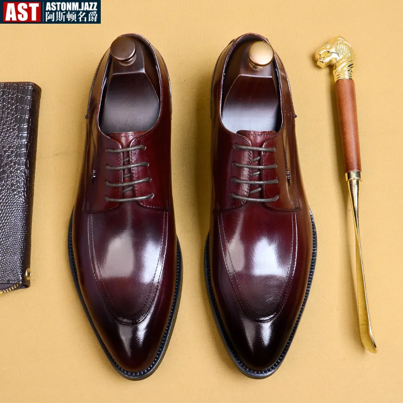 

Мужские туфли из натуральной кожи, мужские деловые модельные туфли в классическом стиле, черные мужские туфли-оксфорды на шнуровке с острым носком, размер 46