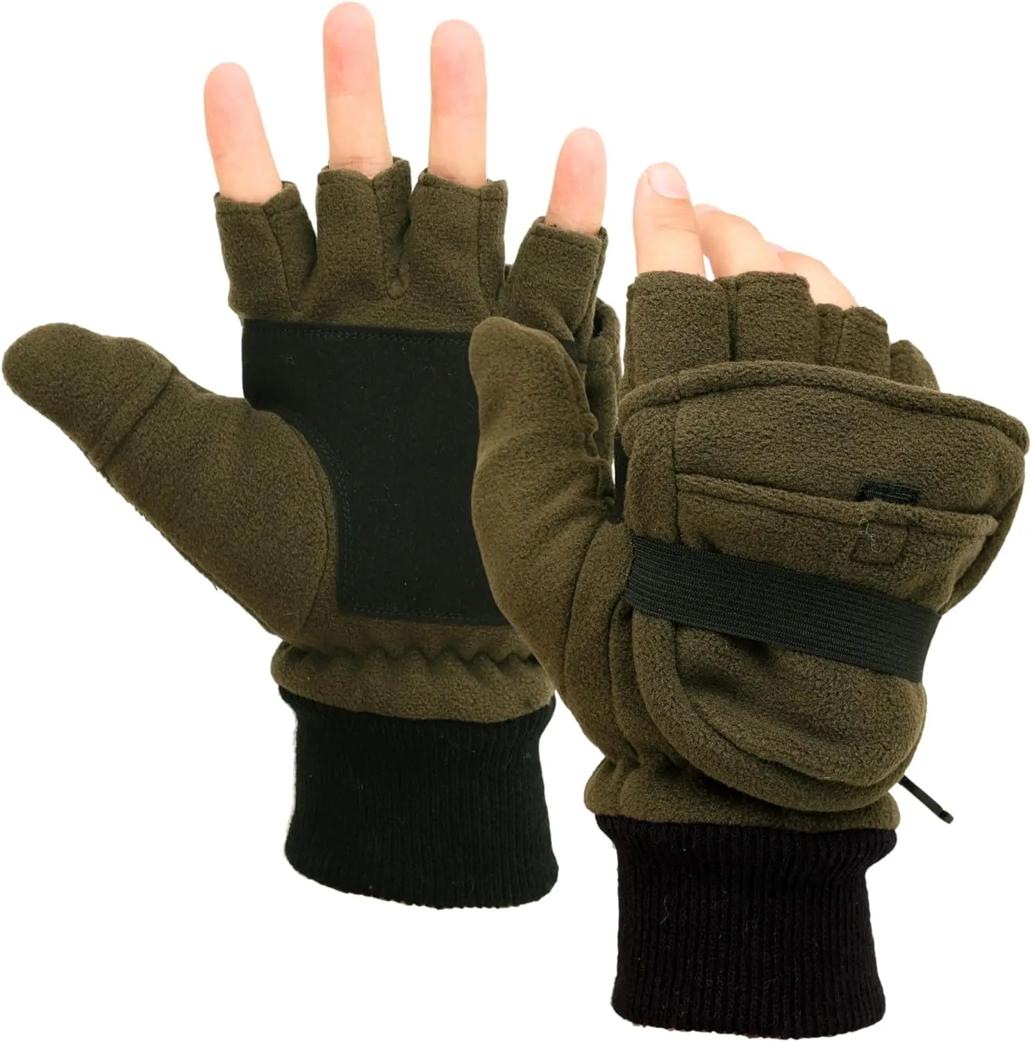 

Convertible Gloves with 3M Thinsulate, Polar Fleece Mittens Flip-Thumb for Hunting Hiking Fishing