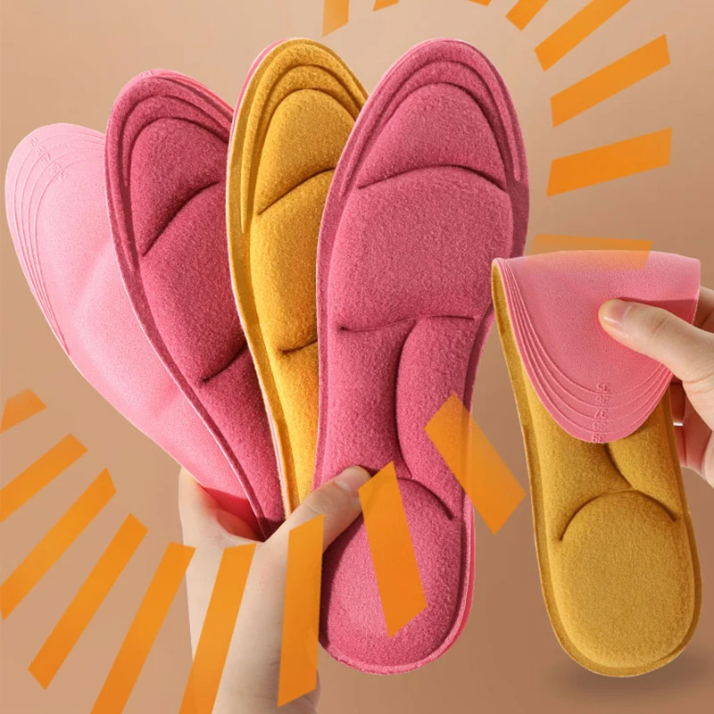 Thicken Self Heated Thermal Insoles for Feet Warm Memory Foam Arch Support Cushion for Women Winter Sports Can Be Cut Shoes Pads