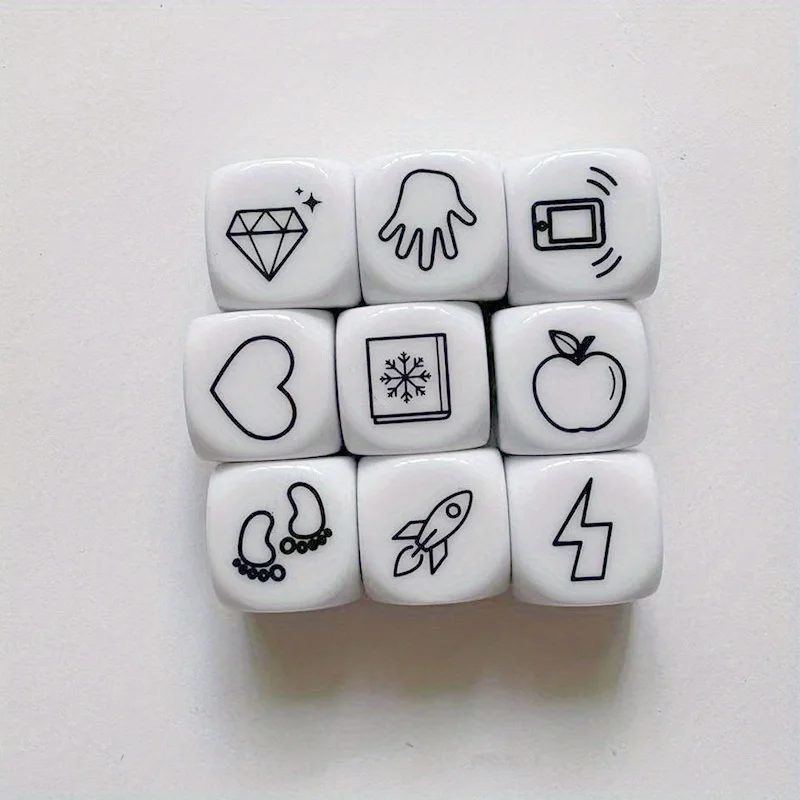 Contando história Dice Board jogo com saco, Plastic Puzzle, disco Puzzle, 9 pcs por conjunto