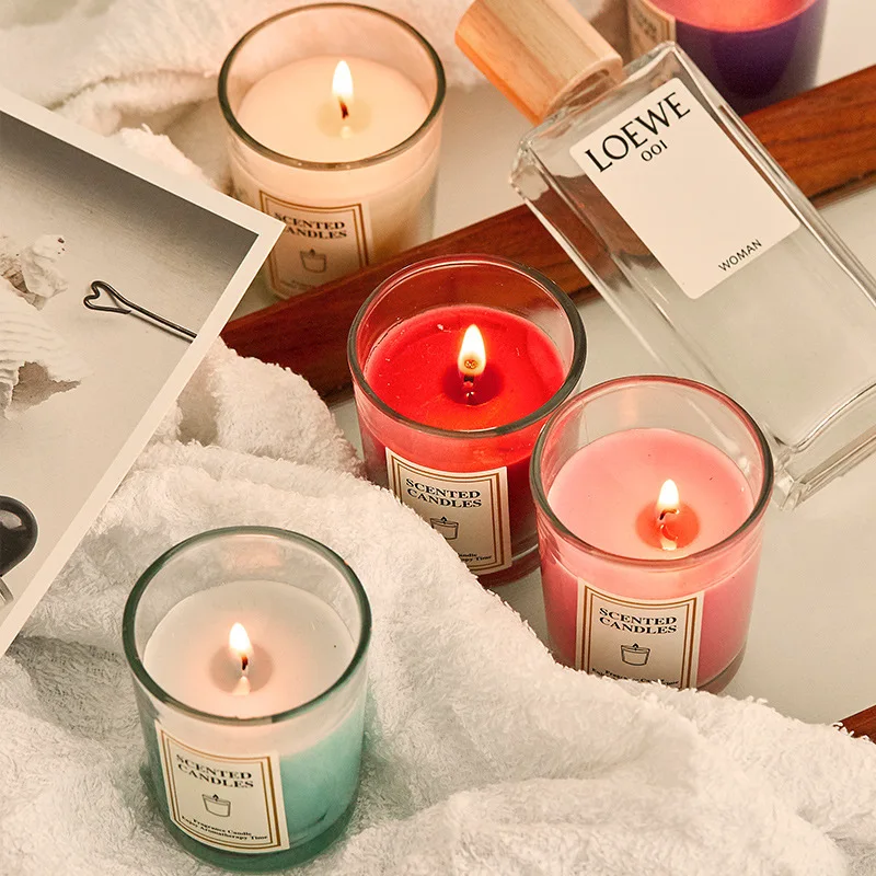 

5 PCS Aromatherapy Scented Candle Wedding Gift Holiday Proposal Romantic Atmosphere Decoration Soy Wax Scented Candle Glass Cup
