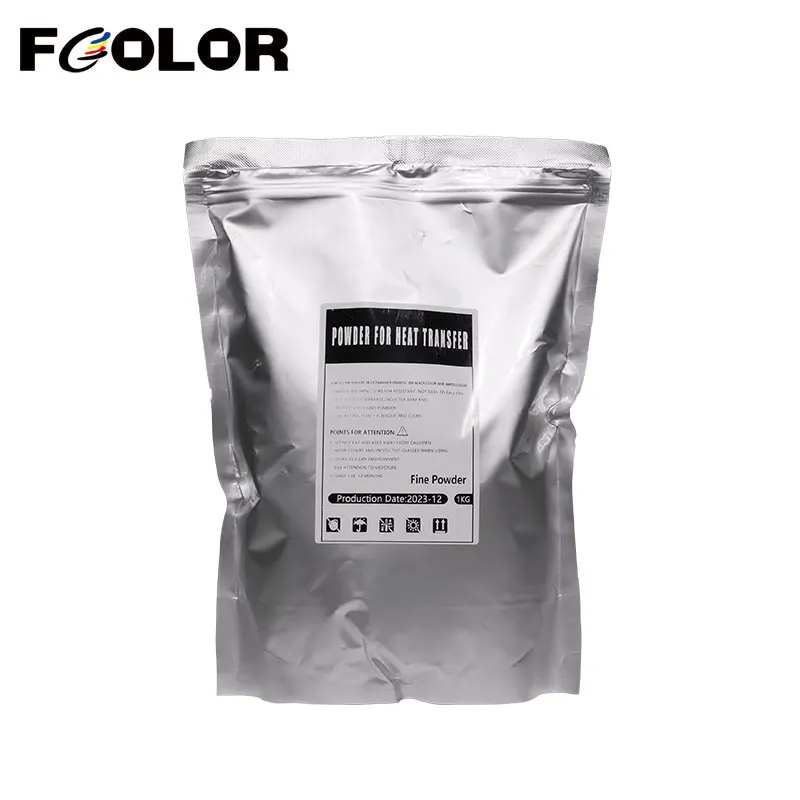 Fcolor White/Black DTF Powder 1KG Digital Heat Transfer Adhesive Powder for DTF Printer Direct Print on All Fabric