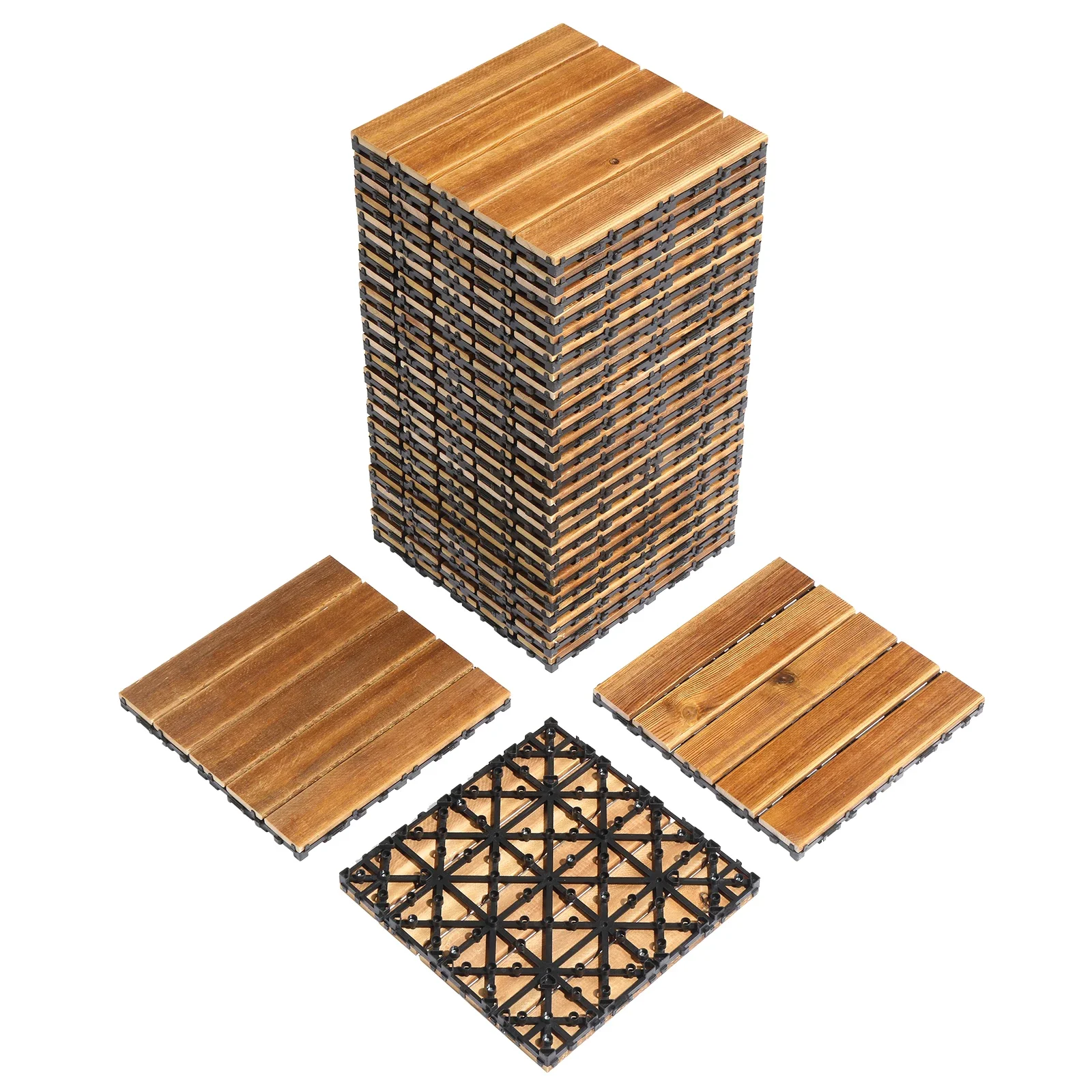 

27pcs Wood Interlocking Deck Tiles 11.8"x11.8", Waterproof Flooring Tiles for Indoor and Outdoor