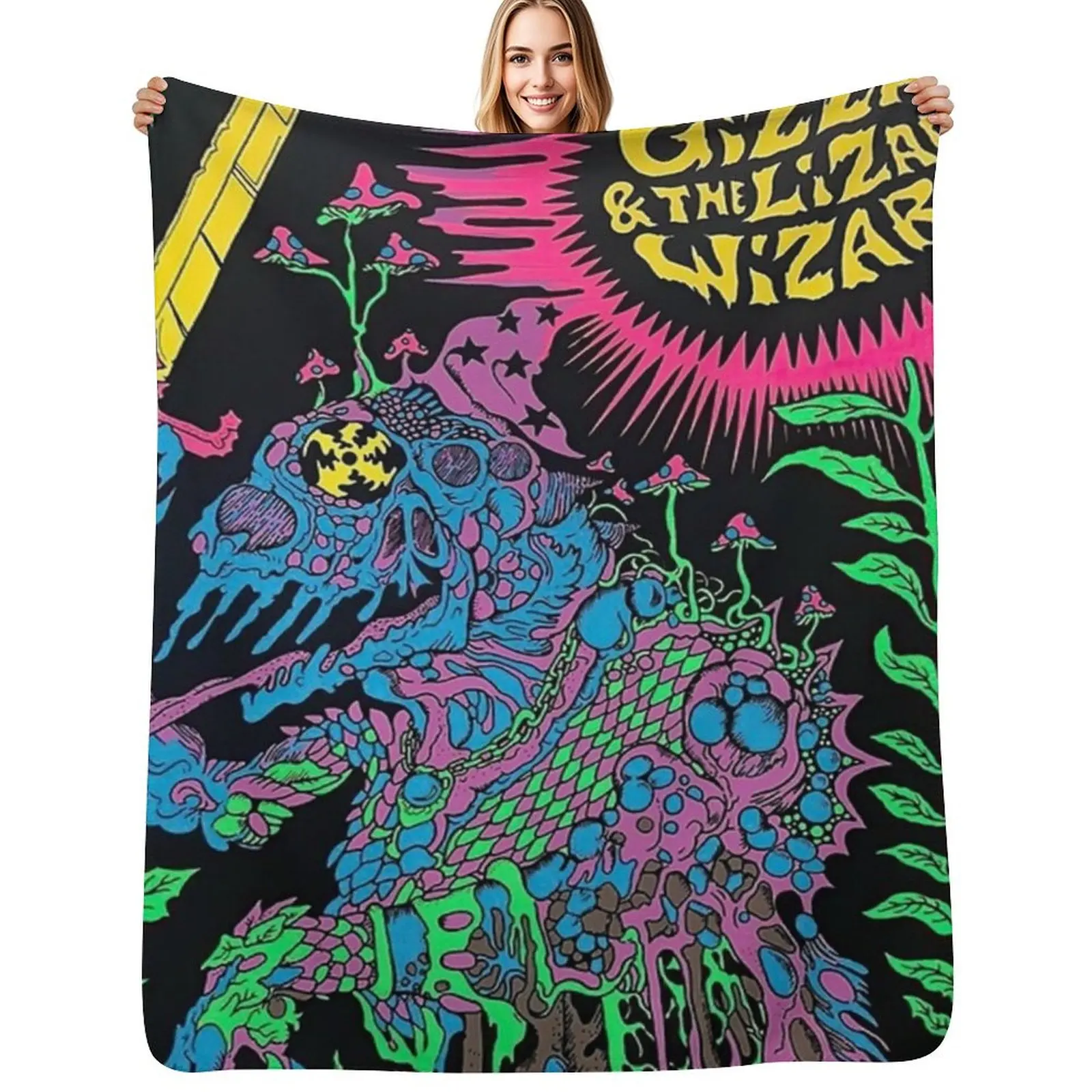 

King Gizz Tour poster Throw Blanket Fuzzy Plush Throw Blanket for Sofa Chair