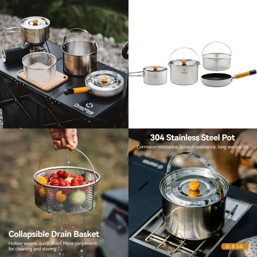 

Portable 304 Stainless Steel Camping Cookware Set with Storage Bag for Outdoor Picnic Cooking
