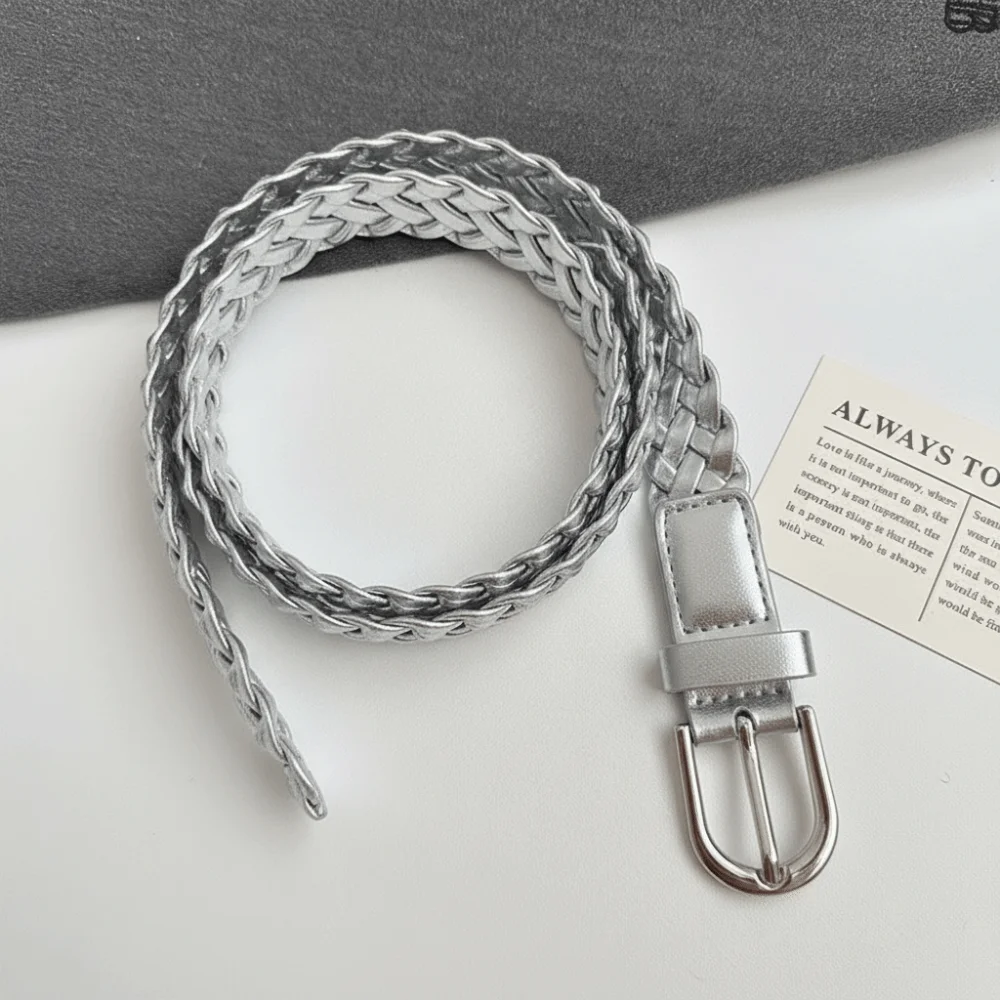 

Casual Versatile Woven Belt Retro Solid Color Jeans Belt Handmade Woven Korean Style Skirt Belt for Women