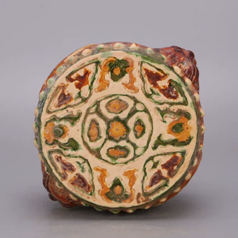 Antique porcelain Tang sancai color painted divine beast patterned drum home desktop decoration folk art collection crafts