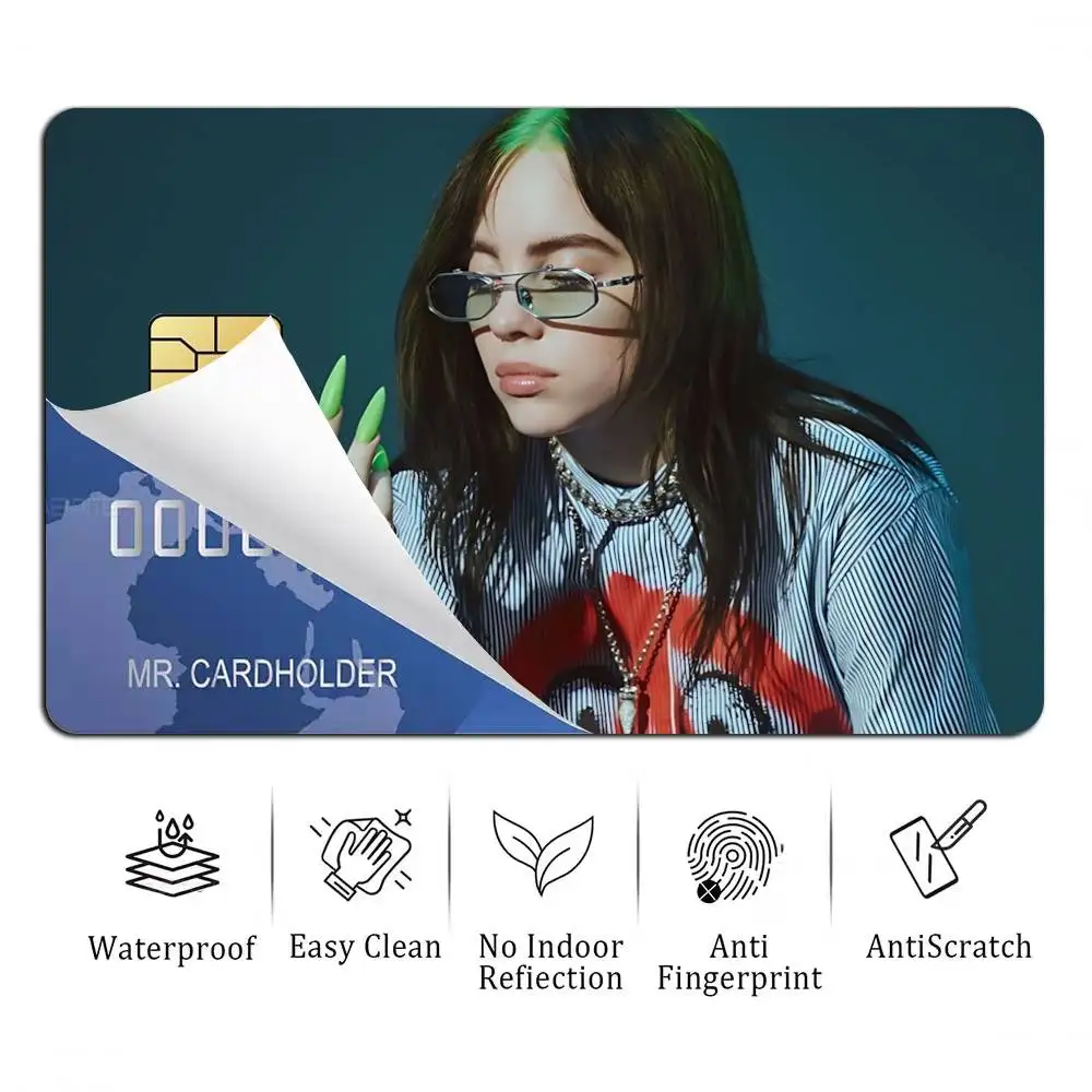 BE-Billie E-Eyelashes E-Eilish-S Card Stickers for Bank Access Protective Waterproof Film Cover Sticker Gift