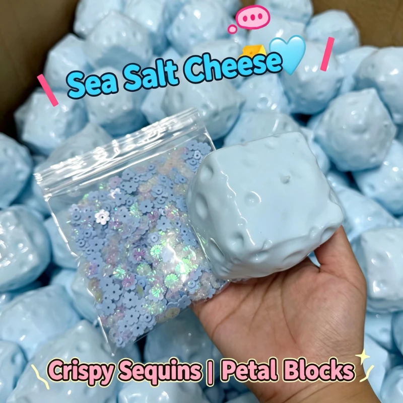 Anti-Stress Festival Gift Crunchy Cheese Cube Stress Ball Big Cheese Shapeable Squeeze Ball Non-Bounce Fidget Toy ASMR Sensory