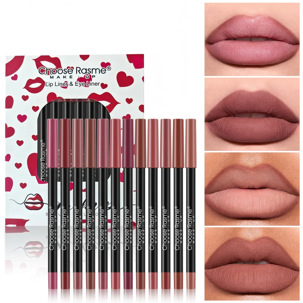 12-teiliges, langlebiges Love-Lippenstift-Set mit professionellem Lipliner-Stift und mattem Lipgloss für Frauen, Valentinstagsgeschenk