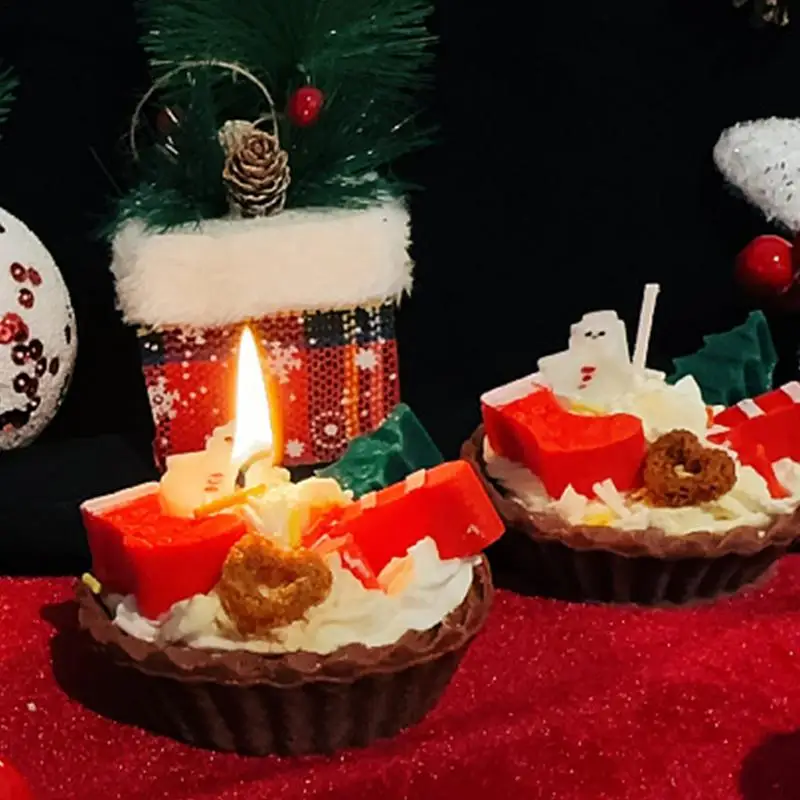 Velas para el hogar, velas perfumadas de cera de soja para vacaciones, hechas a mano, decoraciones navideñas para el hogar, 7x7cm/2,76x2,76 pulgadas de soja