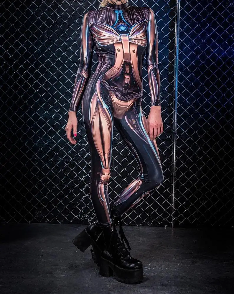 Damen 3D-Digital-Druck Erwachsenen-Cosplay Einteiler-Kostüm Reißverschluss-Jumpsuit Zentai-Kostüm Halloween-Spiel-Party-Bodysuit 2026 – Detail 16