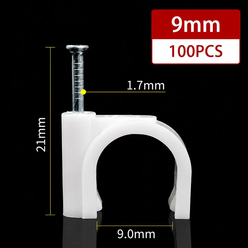 100Pcs 4-20mm Cable Clips Steel Nails Smooth Shank Nail In Cable Clips Cable Management Wall Mount Wire Clips