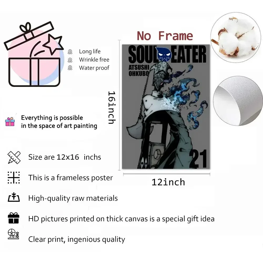 Manga Soul Shonen Soul Eater Painting Calligraphy Canvas Wall Art Mural Living Room Canvas Decor Gifts