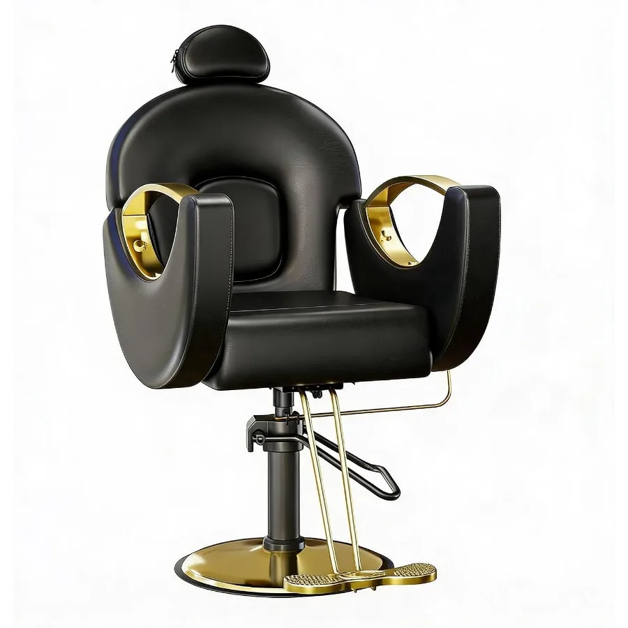 Hydraulic Barber Chair, 360° Swivel and Height Adjustable Reclining Salon Chair with Feet Rest, Multi-Functional Hairdressing A
