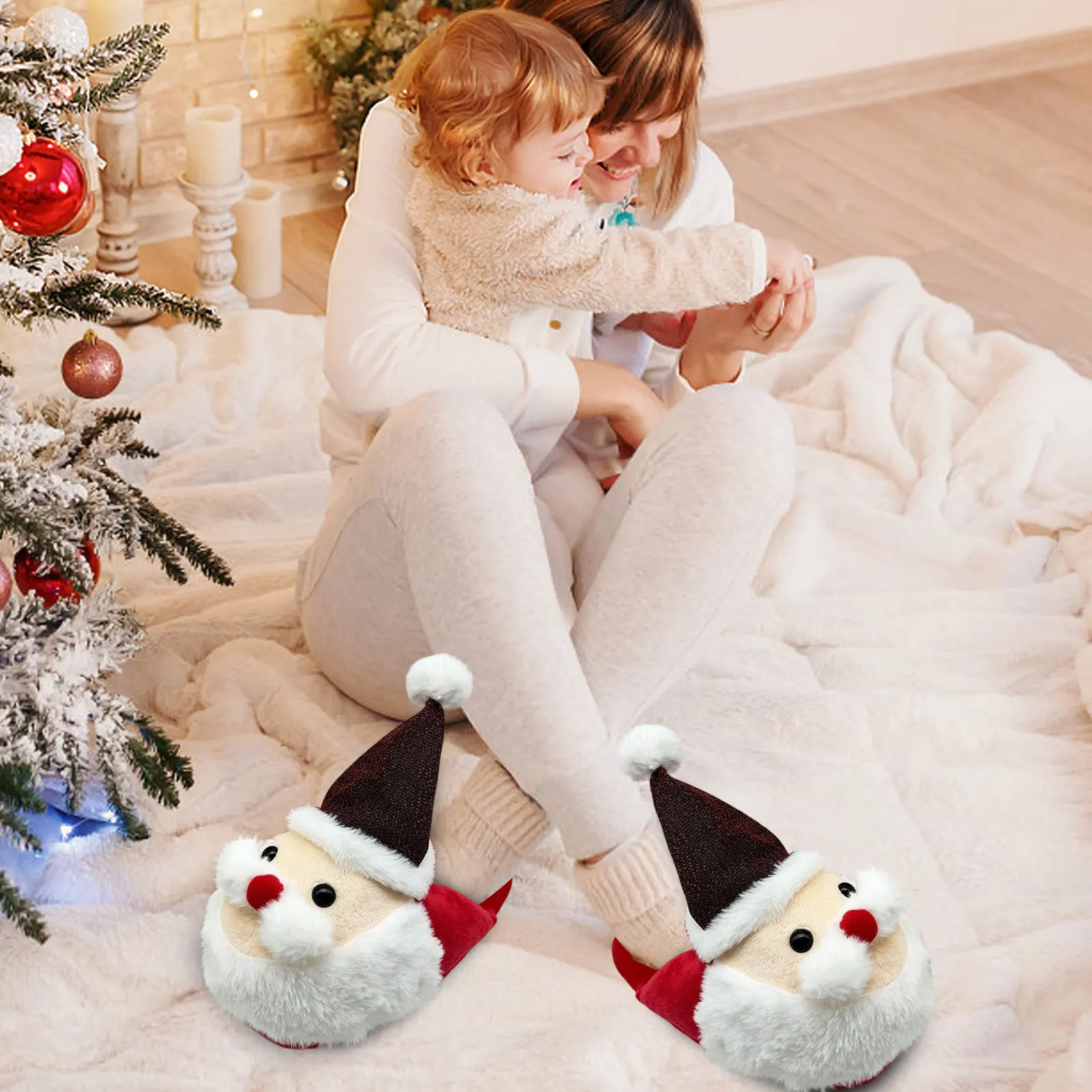 

Детские рождественские тапочки, зимняя плюшевая домашняя обувь, теплые уютные домашние хлопковые тапочки для мальчиков и девочек
