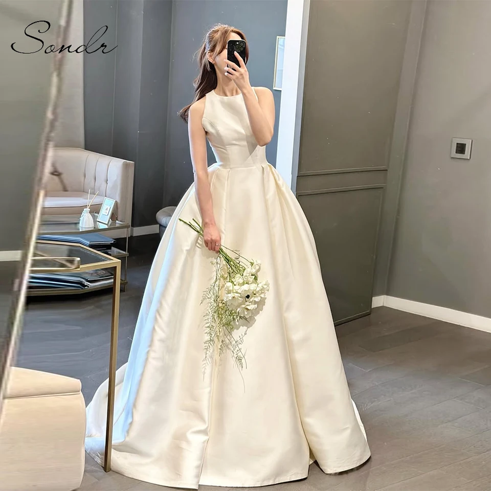 korean satin wedding dress zanzanmeow Wedding Registry Korean Minimalist Satin Sleeveless High Waist A-Line Light Wedding Dress 2026 New Bride Simple Versatile Outer Dress
