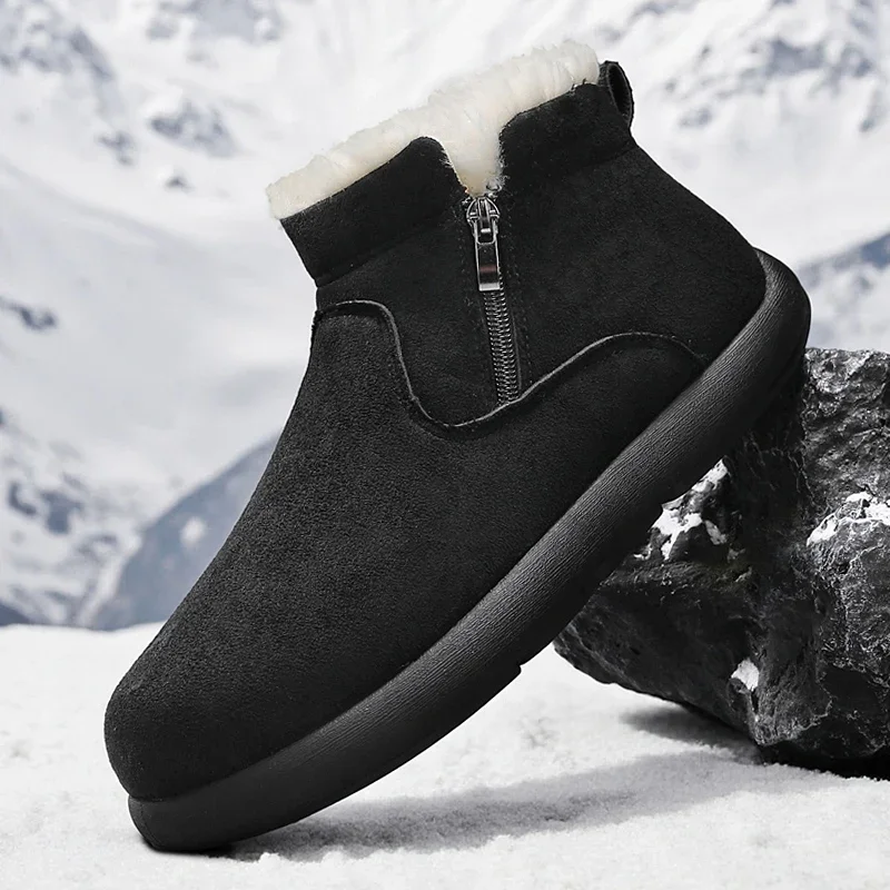 

New Winter Men's Boots Men's Sneakers Plush Snow Boots Outdoor Warm Shoes for Men High-Quality Rabbit Fur Men's Shoes